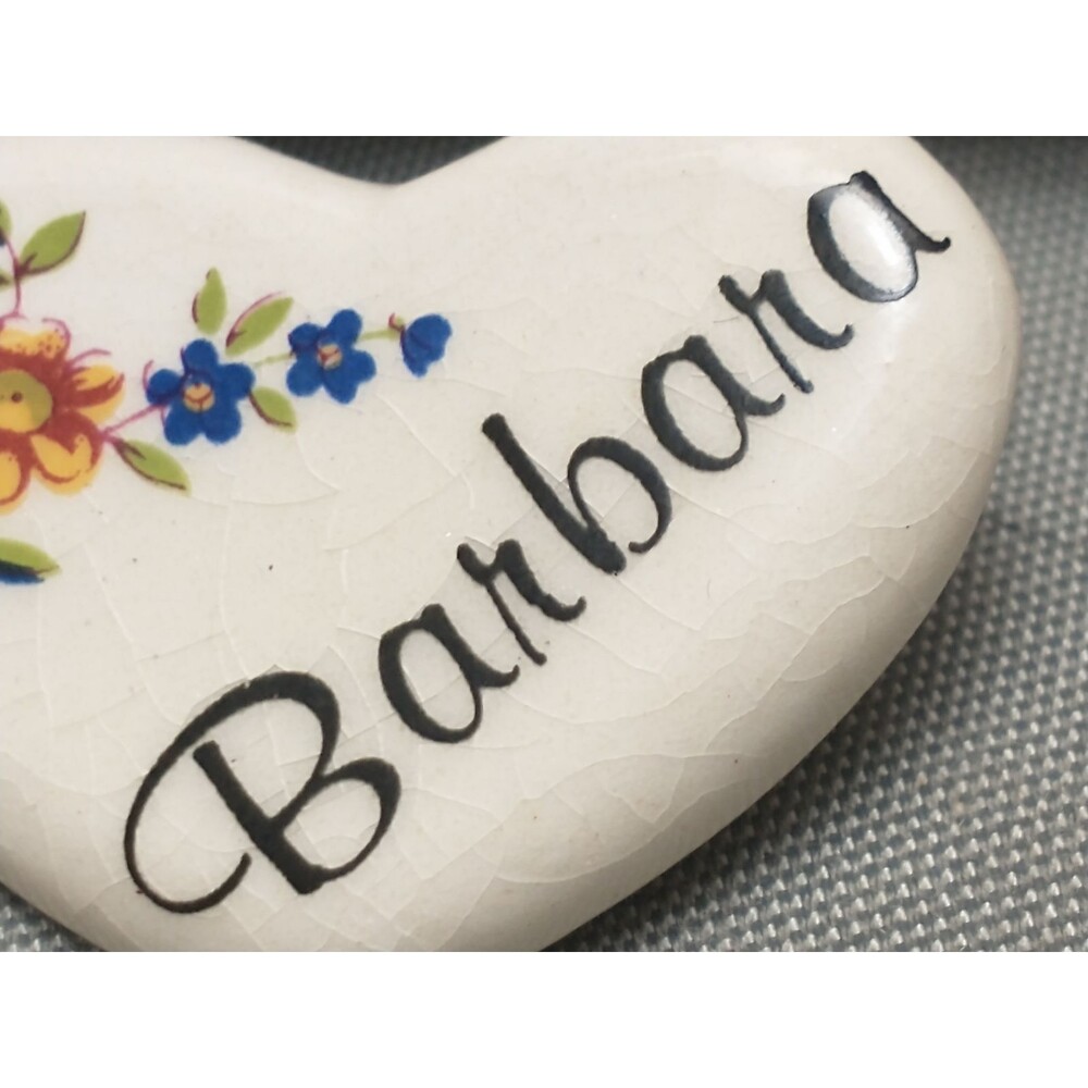 Barbara Heart Shaped Ceramic Tie Tac Pin "B" Monogram Initial Tie tac Vintage - Picture 4 of 5